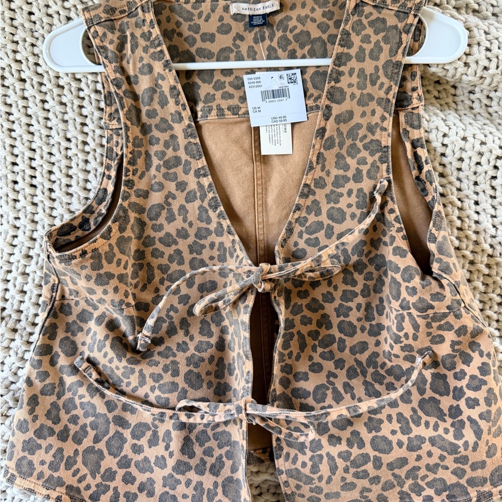 American eagle  Leopard Print Tie-Front Blouse